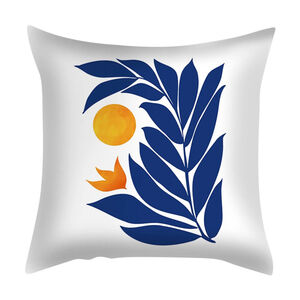 Moon And Leaf Pattern Pillow Cover In White